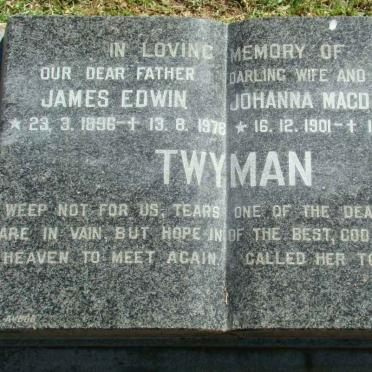 TWYMAN James Edwin 1896-1978 &amp; Johanna Magdalena 1901-1948