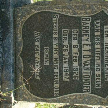 TONDER Barney E.T.D., van 1926-1946
