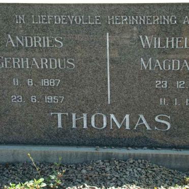THOMAS Andries Gerhardus 1887-1957 &amp; Wilhelmina Magdalena 1901-1956