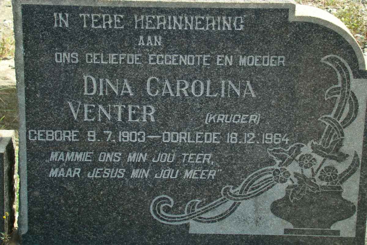 VENTER Dina Carolina nee KRUGER 1903-1964