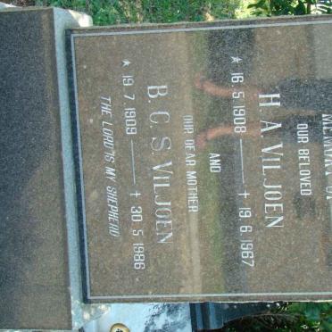 VILJOEN H.A. 1908-1967 &amp; B.C.S. 1909-1986