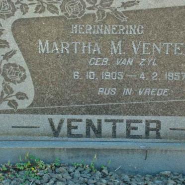 VENTER Martha M. nee VAN ZYL 1905-1957