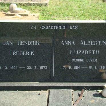 VERMAAK Jan Hendrik Frederik 1904-1973 &amp; Anna Albertina Elizabeth DOYER 1914-1991