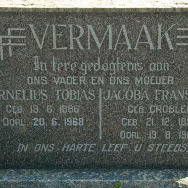 VERMAAK Cornelius Tobias 1886-1968 &amp; Jacoba Franscina GROBLER 1893-1966