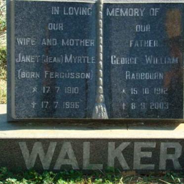 WALKER George William Radbourn 1912-2003 &amp; Janet Myrtle FERGUSSON 1910-1995
