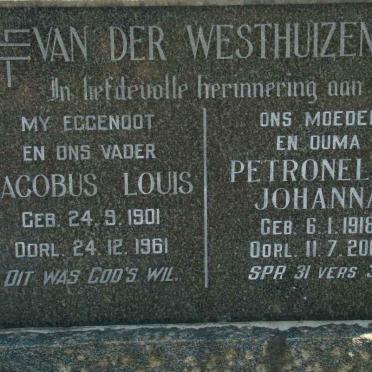 WESTHUIZEN Jacobus Louis, van der 1901-1961 &amp; Petronella Johanna 1918-2001