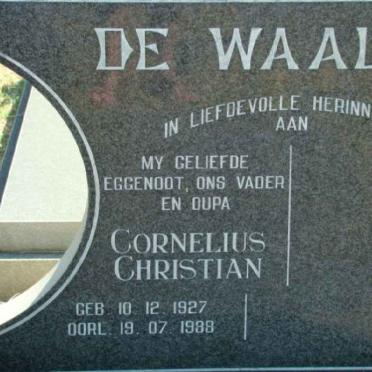 WAAL Cornelius Christian, de 1927-1988