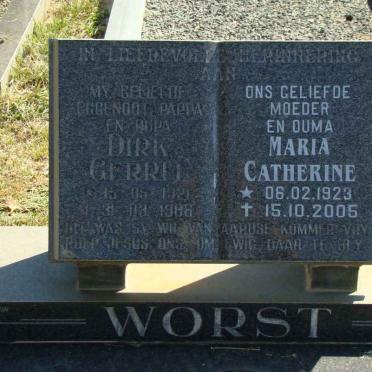 WORST Dirk Gerrit 1921-1986 &amp; Maria Catherine 1923-2005