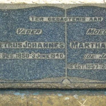 ? Petrus Johannes 1850-1940 &amp; Martha Maria DE JAGER 1857-1940
