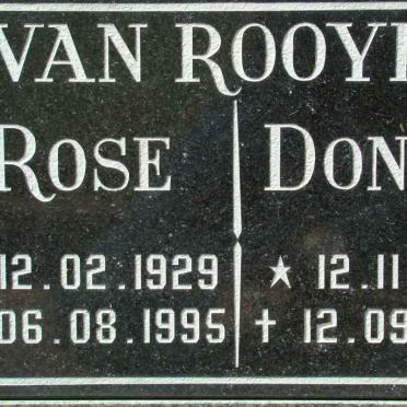 ROOYEN Donnie, van 1936-1996 &amp; Rose 1929-1995