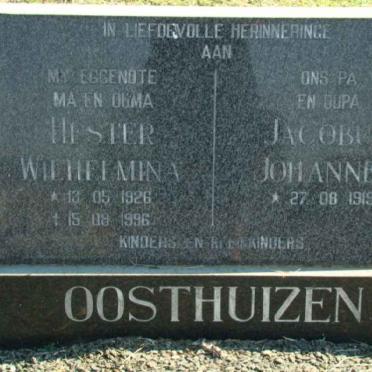 OOSTHUIZEN Jacobus Johannes 1919- &amp; Hester Wilhelmina 1926-1996