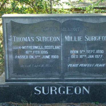 SURGEON Thomas 1885-1968 &amp; Millie 1890-1977