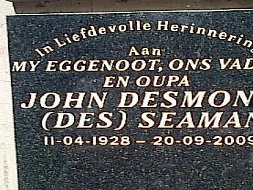 SEAMAN John Desmond 1928-2009