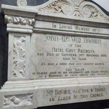 Kwazulu-Natal, DURBAN, Berea, Former Berea Presbyterian Church, Memorial plaque