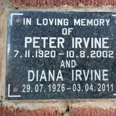 IRVINE Peter 1920-2002 &amp; Diana 1926-2011