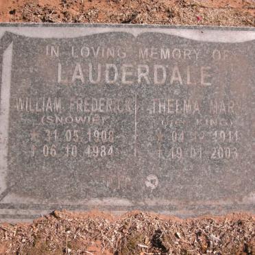 LAUDERDALE William Frederick 1908-1984 &amp;  Thelma Mary KING 1911-2003