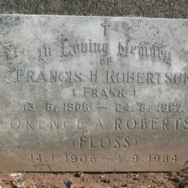 ROBERTSON Francis H. 1906-1967 &amp; Florence A. 1906-1984