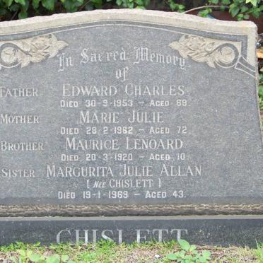 CHISLETT Edward Charles -1953 &amp; Marie Julie -1962 :: CHISLETT Maurice Leonard -1920