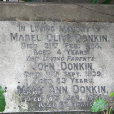 DONKIN John -1939 &amp; Mary Ann -1954 :: DONKIN Mabel Olive -1914