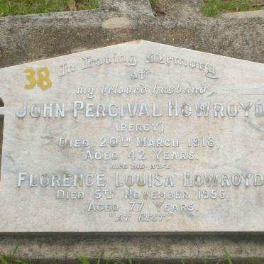 HOWROYD John Percival -1918 &amp; Florence Louisa -1956