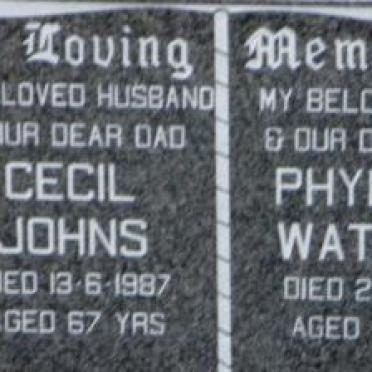 JOHNS Cecil -1987:: WATSON Phyllis -1985