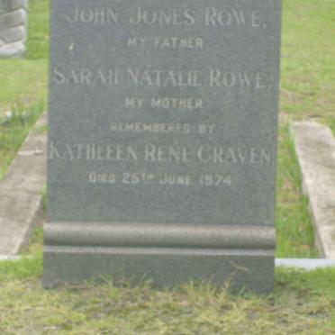 ROWE John Jones -1974  &amp; Sarah Natalie -1974