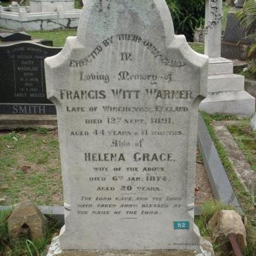 WARNER Francis Witt -1891 &amp; Helena Grace -1874
