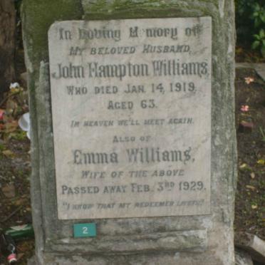 WILLIAMS John Hampton -1919 &amp; Emma -1929