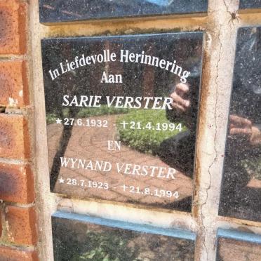 VERSTER Wynand 1923-1994 &amp; Sarie 1932-1994