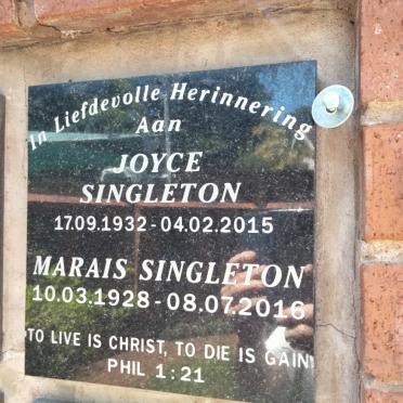 SINGLETON Marais 1928-2016 &amp; Joyce 1932-2015