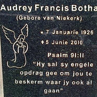 BOTHA Audrey Francis nee VAN NIEKERK 1926-2010