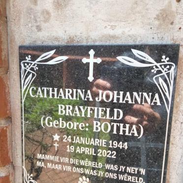 BRAYFIELD Catharina Johanna nee BOTHA 1944-2022