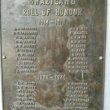 08. SWAZILAND ROLL OF HONOUR 1914-1918 & 1939-1945