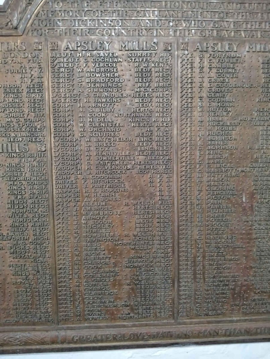 11. TO THE ETERNAL HONOUR AND UNDYING MEMORY OF THE GALLANT MEN OF THE HRM OF JOHN DICKINSON AND CO WHO GAVE THEIR LIVES FOR THEIR COUNTRY IN THE GREAT WAR 1914-1918_3