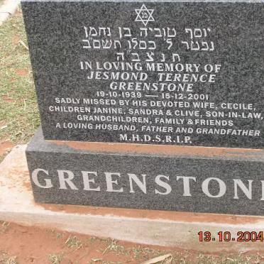 GREENSTONE Jesmond Terence 1939-2001