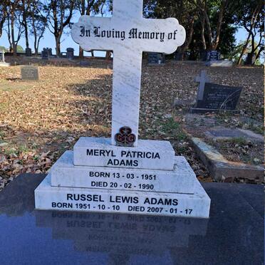 ADAMS Russel Lewis 1951-2007 & Meryl Patricia 1951-1990
