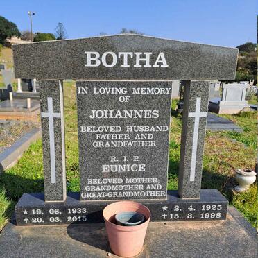 BOTHA Johannes 1933-2015 & Eunice 1925-1998