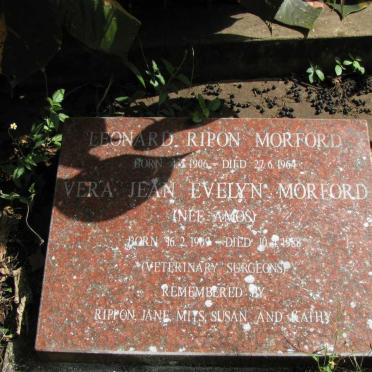 MORFORD Leonard Ripon 1906-1964 &amp; Vera Jean Evelyn AMOS 1909-1988