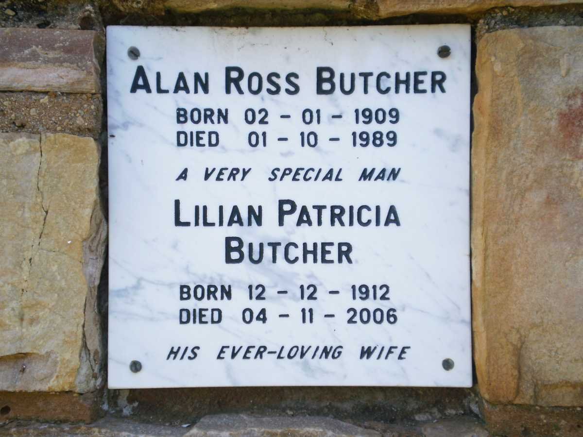 BUTCHER Alan Ross 1909-1989 &amp; Lilian Patricia 1912-2006