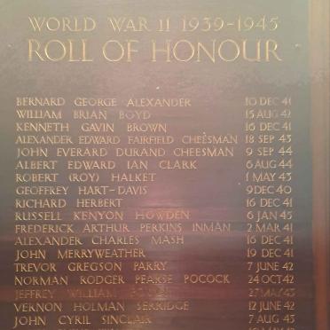 6. Roll of Honour - WWII 1939-1945 - See names