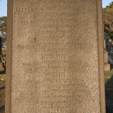 DAVIDSON Alexander -1886 &amp; Catherine McINTOSH -1883