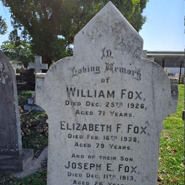 FOX William -1926 & Elizabeth F. -1938 :: FOX Joseph E. -1913 :: FOX Frances Stabb -1956