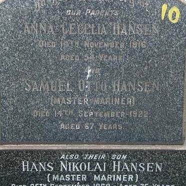 HANSEN Samuel Otto -1922 &amp; Anna Cecilia -1916 :: HANSEN Hans Nikolai -1968