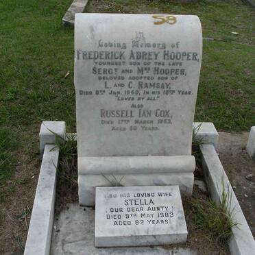 HOOPER Frederick Abrey -1940 :: COX Russel Ian 1893-1953 &amp; Stella -1983