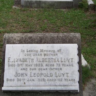 LUYT John Leopold -1929 &amp; Elizabeth Albertha -1923