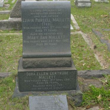 MALLETT Edwin Purcell -1951 &amp; Mary Ann -1962 :: MALLETT Dora Ellen Gertrude -1961:: MALLETT Edwin John