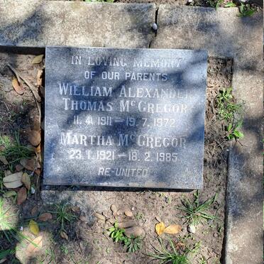 MCGREGOR William Alexander Thomas 1911-1972 & Martha 1921-1985 