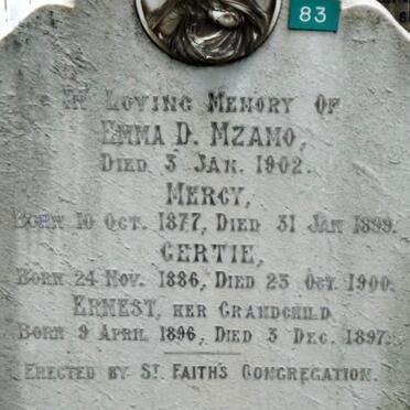 MZAMO Emma D. -1902 :: MZAMO Mercy -1899 :: MZAMO Gertie -1900 :: MZAMO Ernest 1896-1897