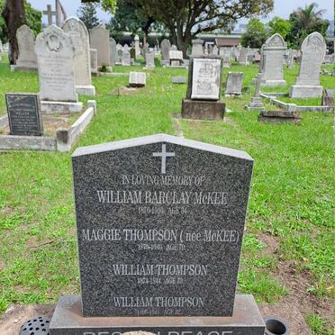 MCKEE William Barclay 1876-1910 :: THOMPSON Maggie nee MCKEE 1870-1940 :: THOMPSON William 1871-1944 :: THOMPSON William 1896-1948
