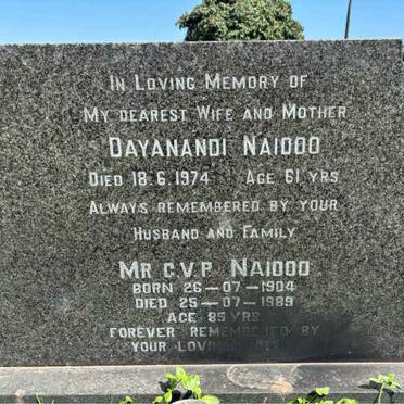 NAIDOO G.V.P. 1904-1989 & Dayanandi -1974